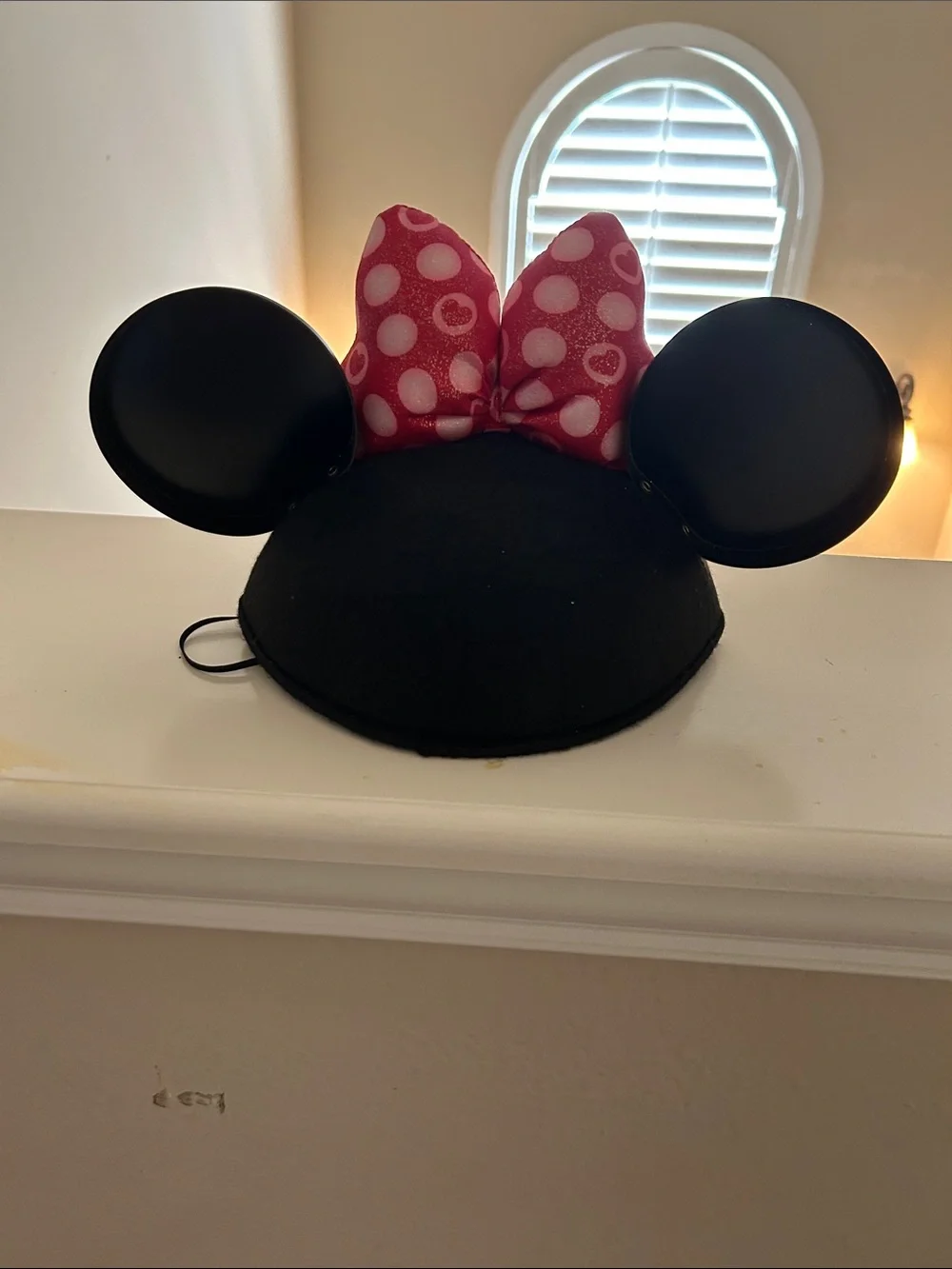 Disney Minnie Mouse Black Hat with Pink Polka Dot Bow